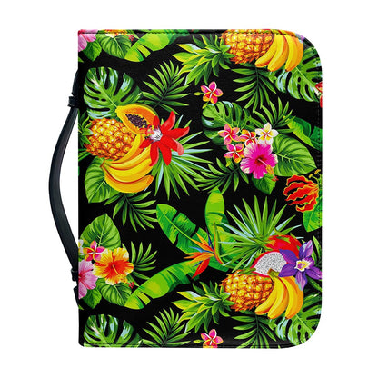 Tropical Hawaiian Fruits Pattern Print Leather Bible Cover