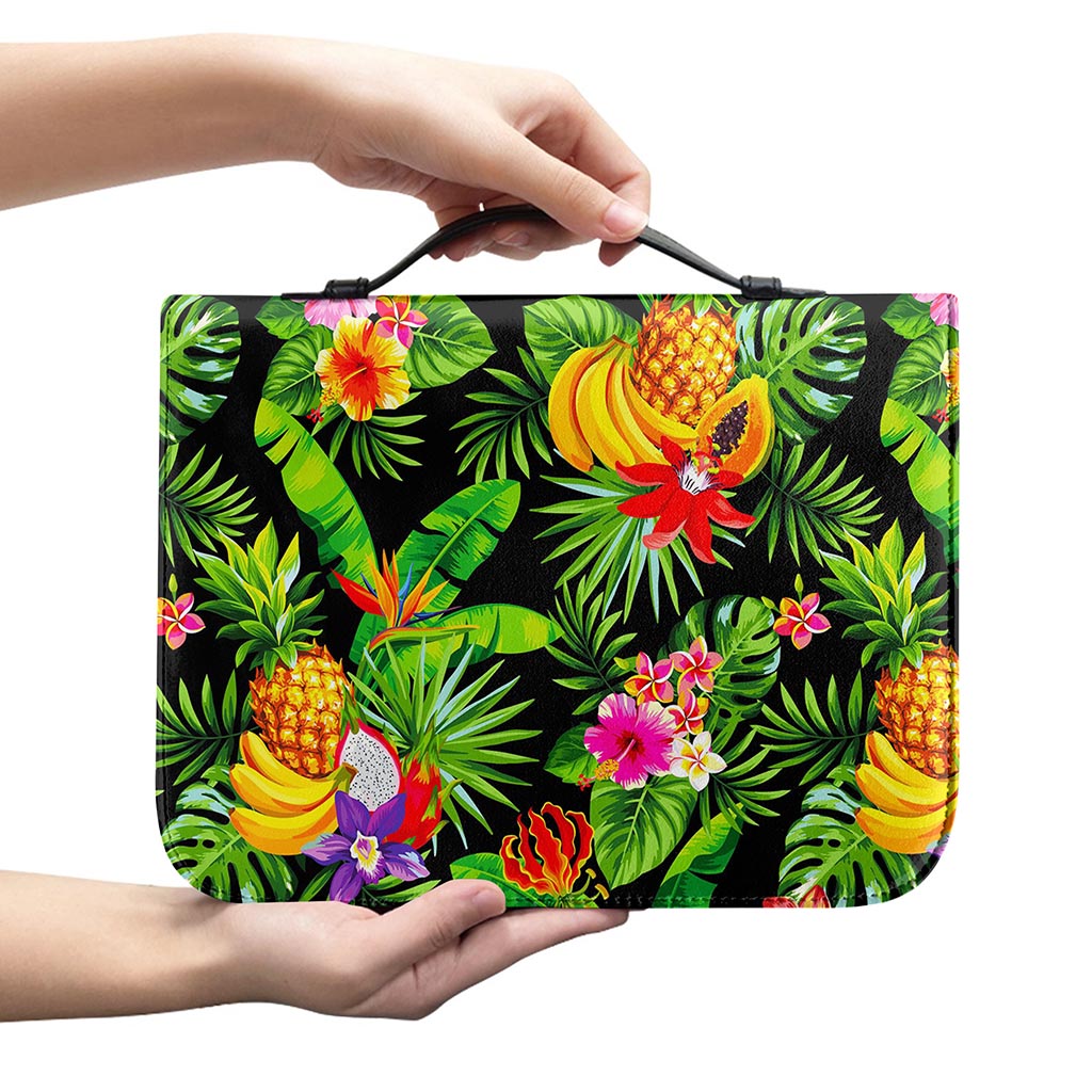 Tropical Hawaiian Fruits Pattern Print Leather Bible Cover