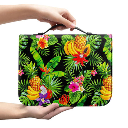 Tropical Hawaiian Fruits Pattern Print Leather Bible Cover