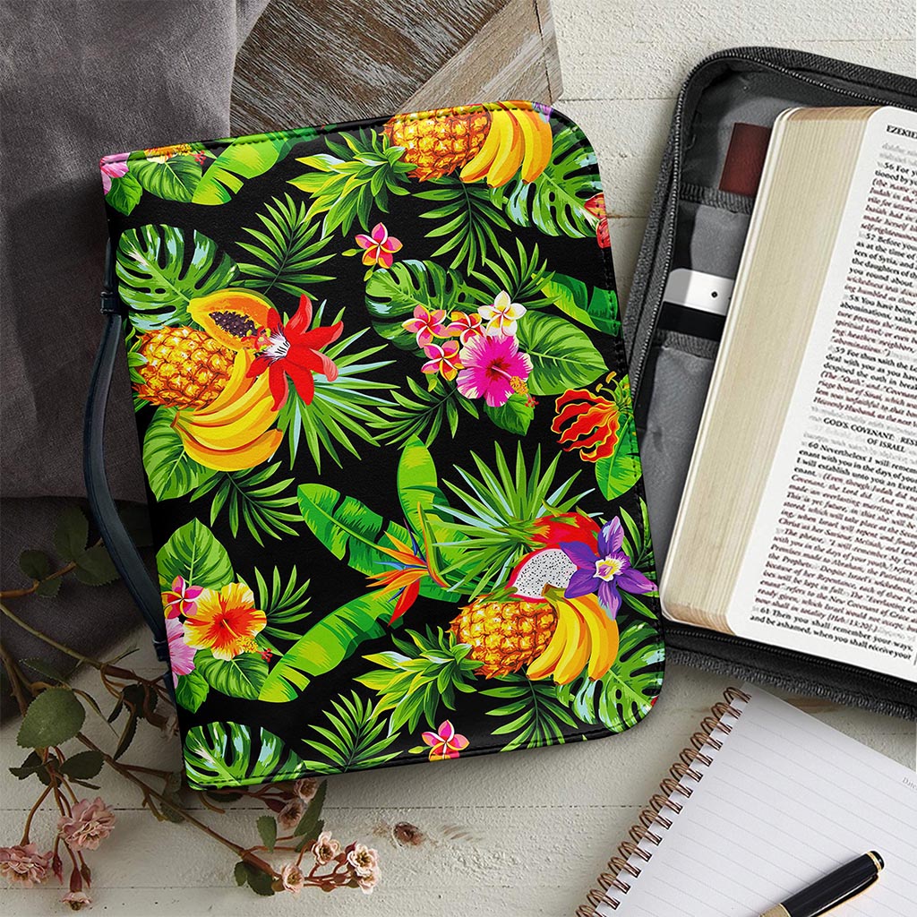 Tropical Hawaiian Fruits Pattern Print Leather Bible Cover