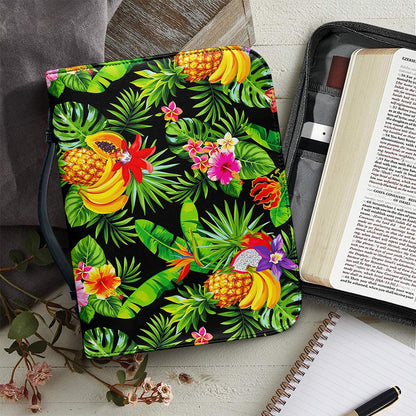 Tropical Hawaiian Fruits Pattern Print Leather Bible Cover