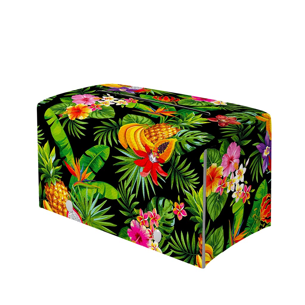 Tropical Hawaiian Fruits Pattern Print Leather Tissue Box Cover