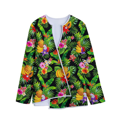 Tropical Hawaiian Fruits Pattern Print Long Sleeve Short Coat