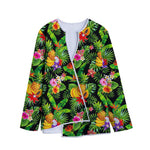 Tropical Hawaiian Fruits Pattern Print Long Sleeve Short Coat