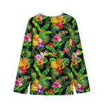 Tropical Hawaiian Fruits Pattern Print Long Sleeve Short Coat