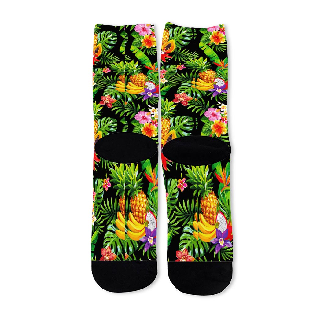 Tropical Hawaiian Fruits Pattern Print Long Socks