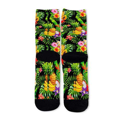 Tropical Hawaiian Fruits Pattern Print Long Socks