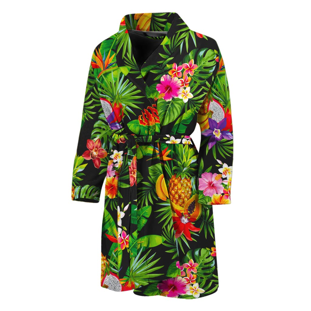 Tropical Hawaiian Fruits Pattern Print Men's Bathrobe