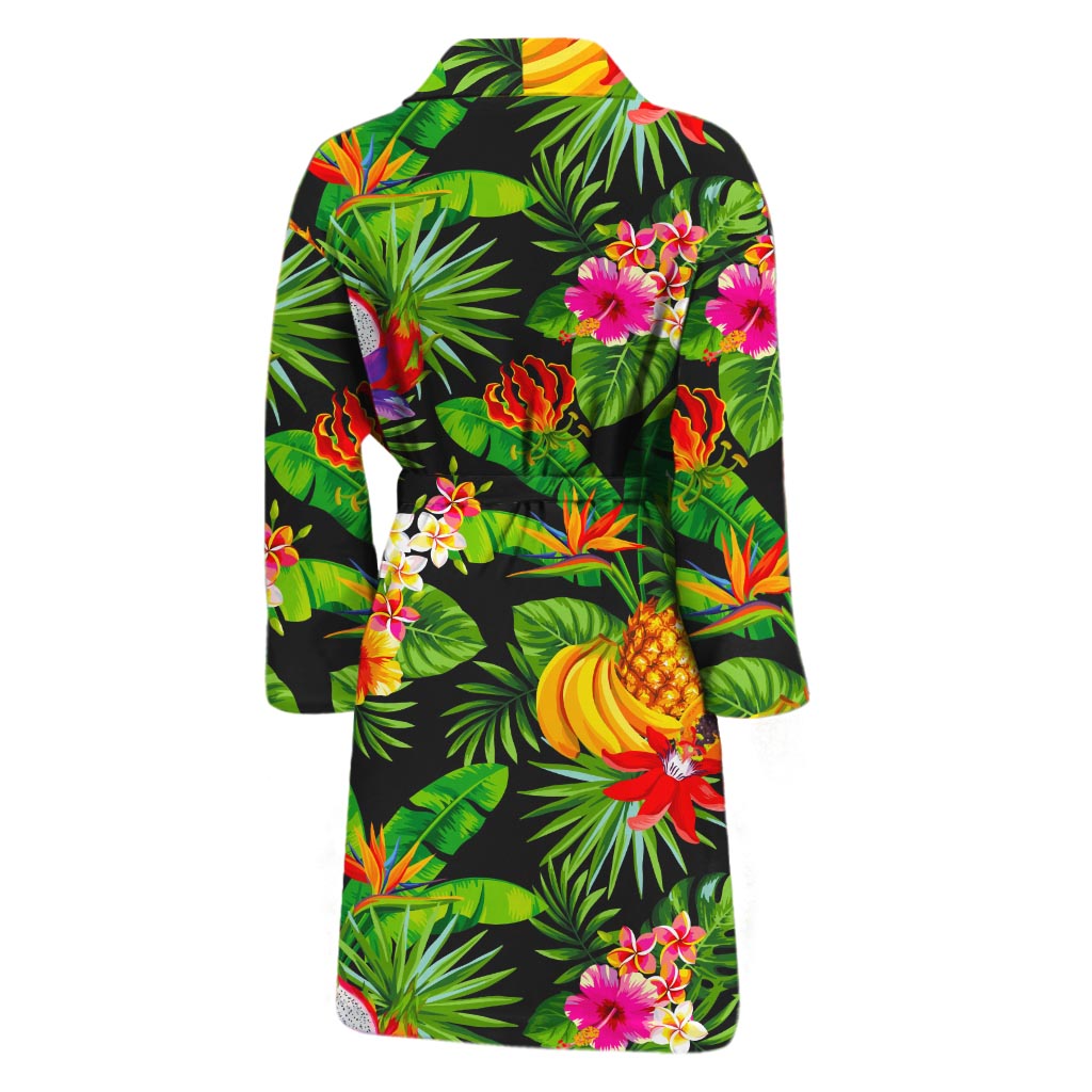 Tropical Hawaiian Fruits Pattern Print Men's Bathrobe