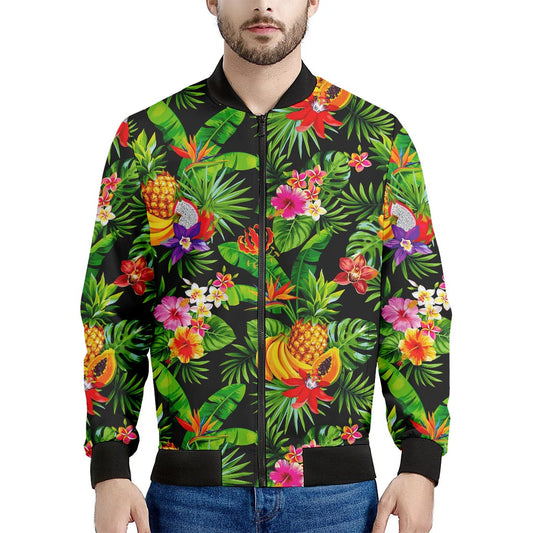 Tropical Hawaiian Fruits Pattern Print Men's Bomber Jacket