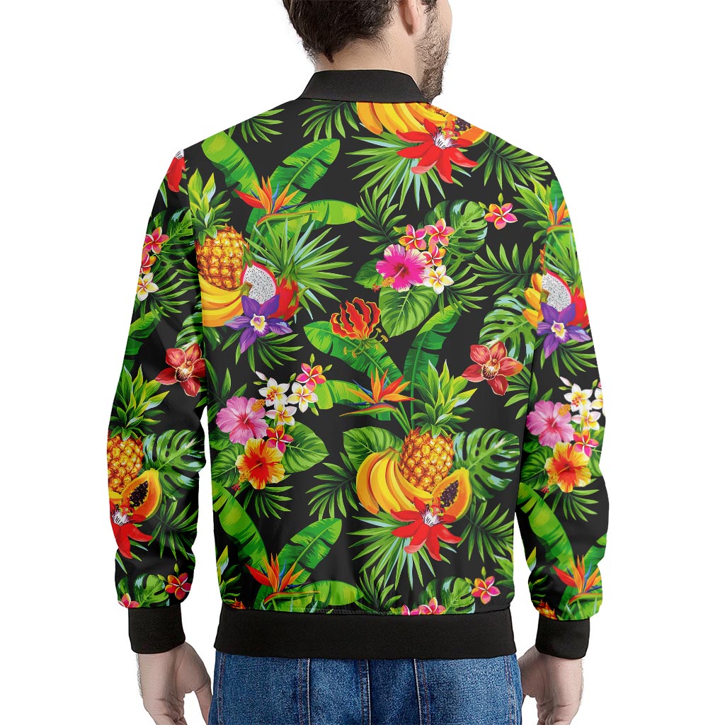 Tropical Hawaiian Fruits Pattern Print Men's Bomber Jacket