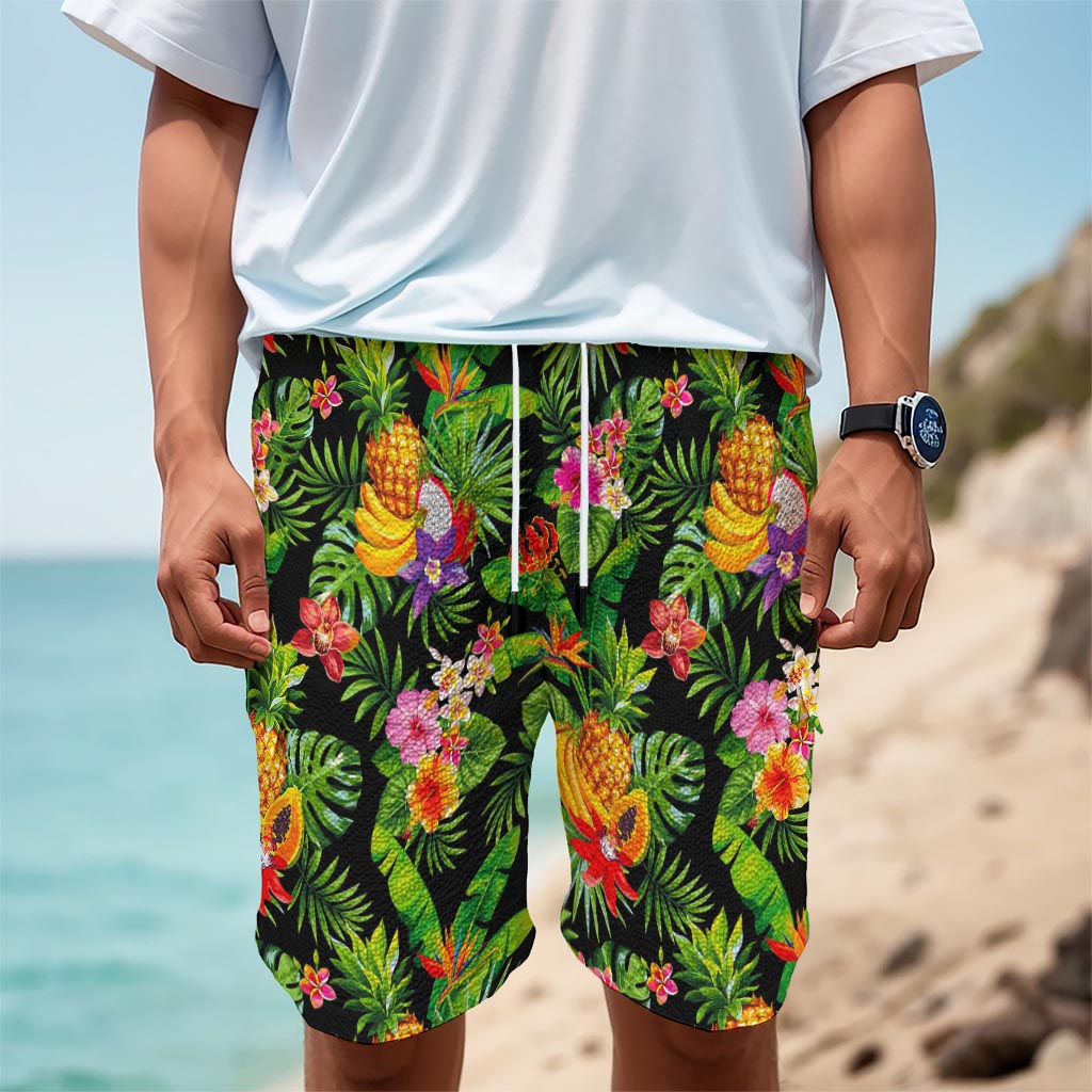Tropical Hawaiian Fruits Pattern Print Men's Cargo Shorts