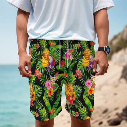 Tropical Hawaiian Fruits Pattern Print Men's Cargo Shorts