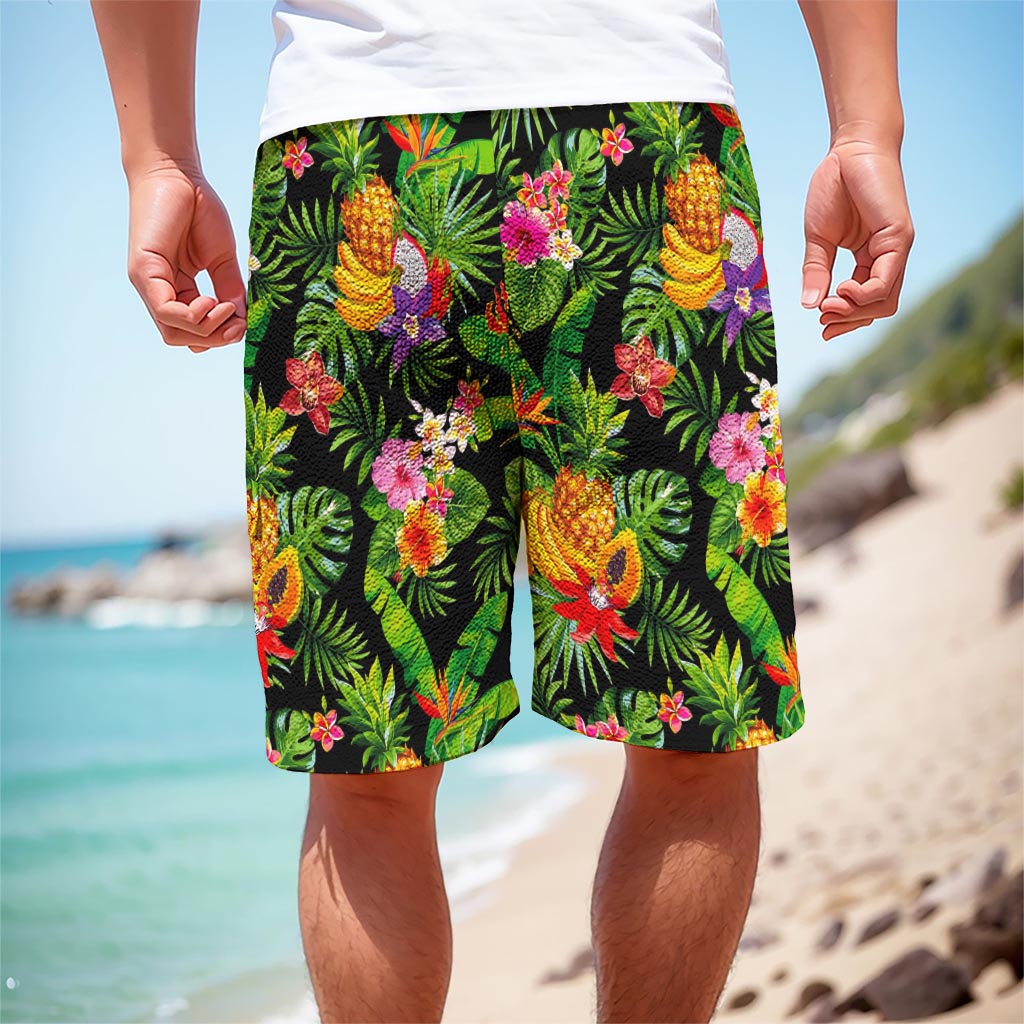 Tropical Hawaiian Fruits Pattern Print Men's Cargo Shorts