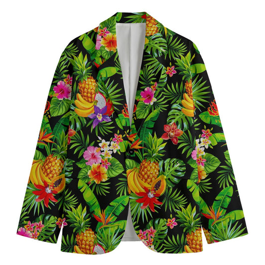 Tropical Hawaiian Fruits Pattern Print Men's Cotton Blazer
