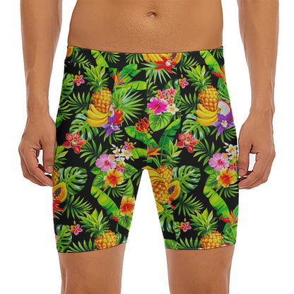 Tropical Hawaiian Fruits Pattern Print Men's Long Boxer Briefs