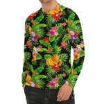 Tropical Hawaiian Fruits Pattern Print Men's Long Sleeve Rash Guard
