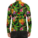 Tropical Hawaiian Fruits Pattern Print Men's Long Sleeve Rash Guard