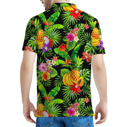 Tropical Hawaiian Fruits Pattern Print Men's Polo Shirt