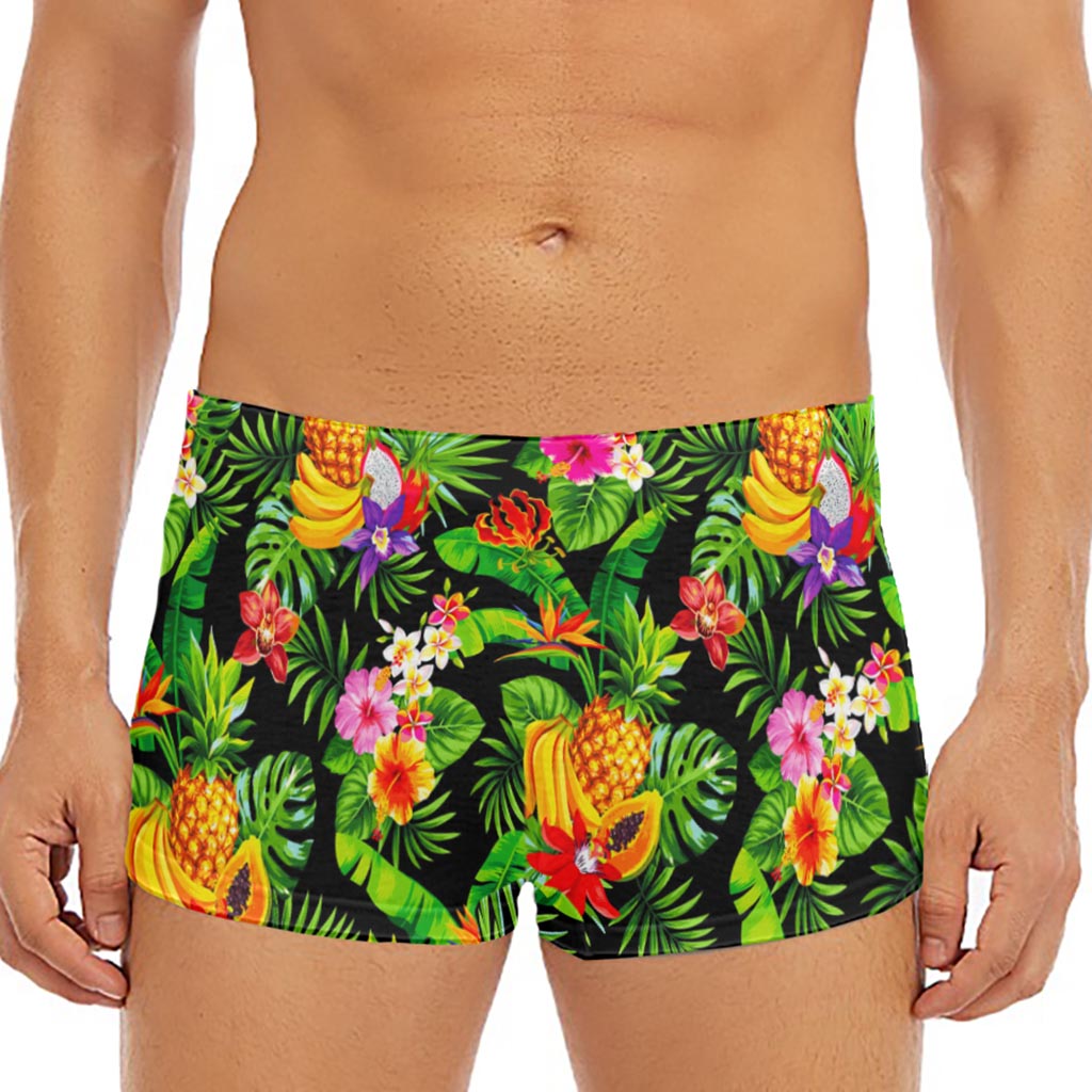 Tropical Hawaiian Fruits Pattern Print Men's Short Boxer Briefs