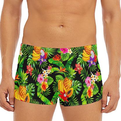 Tropical Hawaiian Fruits Pattern Print Men's Short Boxer Briefs