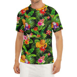Tropical Hawaiian Fruits Pattern Print Men's Short Sleeve Rash Guard