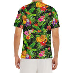 Tropical Hawaiian Fruits Pattern Print Men's Short Sleeve Rash Guard