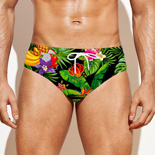 Tropical Hawaiian Fruits Pattern Print Men's Swim Briefs