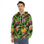 Tropical Hawaiian Fruits Pattern Print Men's Velvet Pullover Hoodie