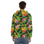 Tropical Hawaiian Fruits Pattern Print Men's Velvet Pullover Hoodie