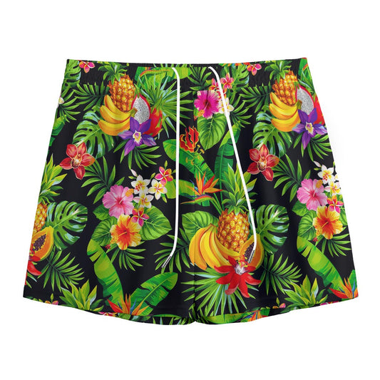 Tropical Hawaiian Fruits Pattern Print Mesh Shorts