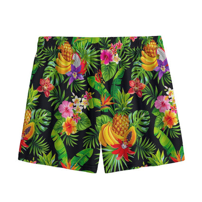 Tropical Hawaiian Fruits Pattern Print Mesh Shorts