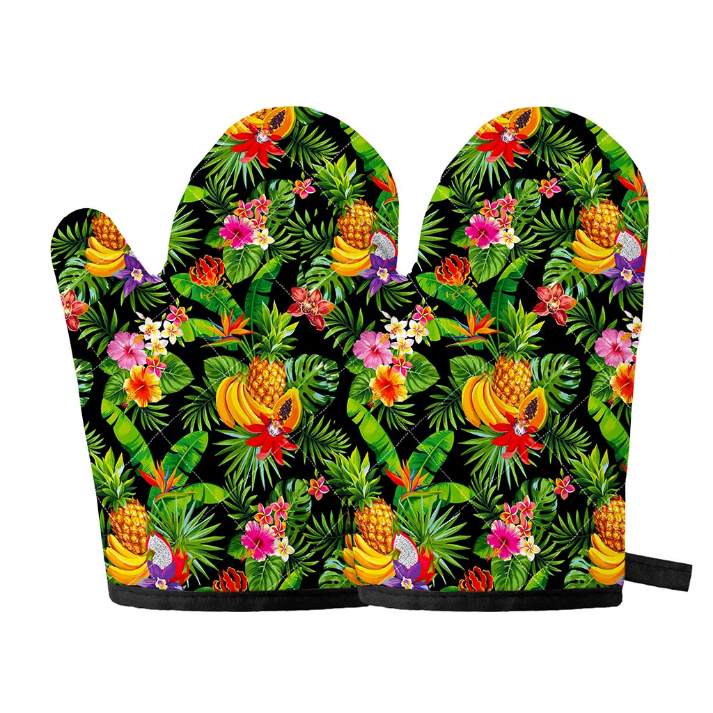 Tropical Hawaiian Fruits Pattern Print Oven Mitts