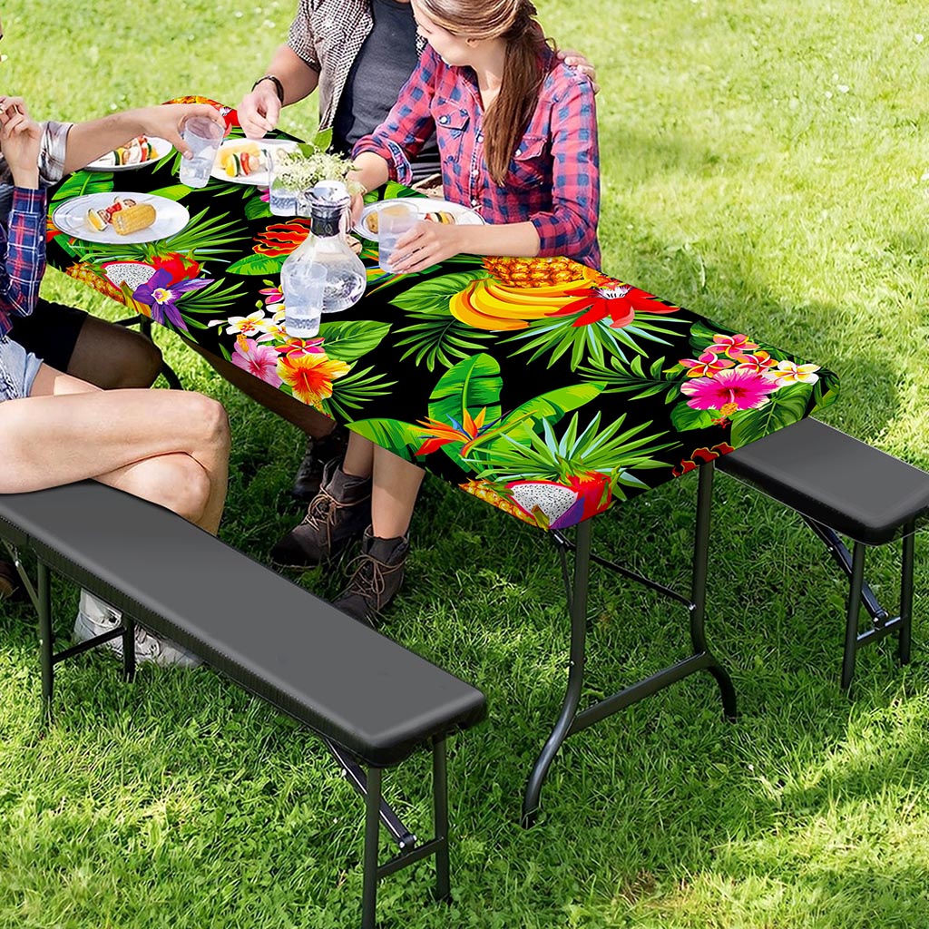 Tropical Hawaiian Fruits Pattern Print Picnic Table Cover