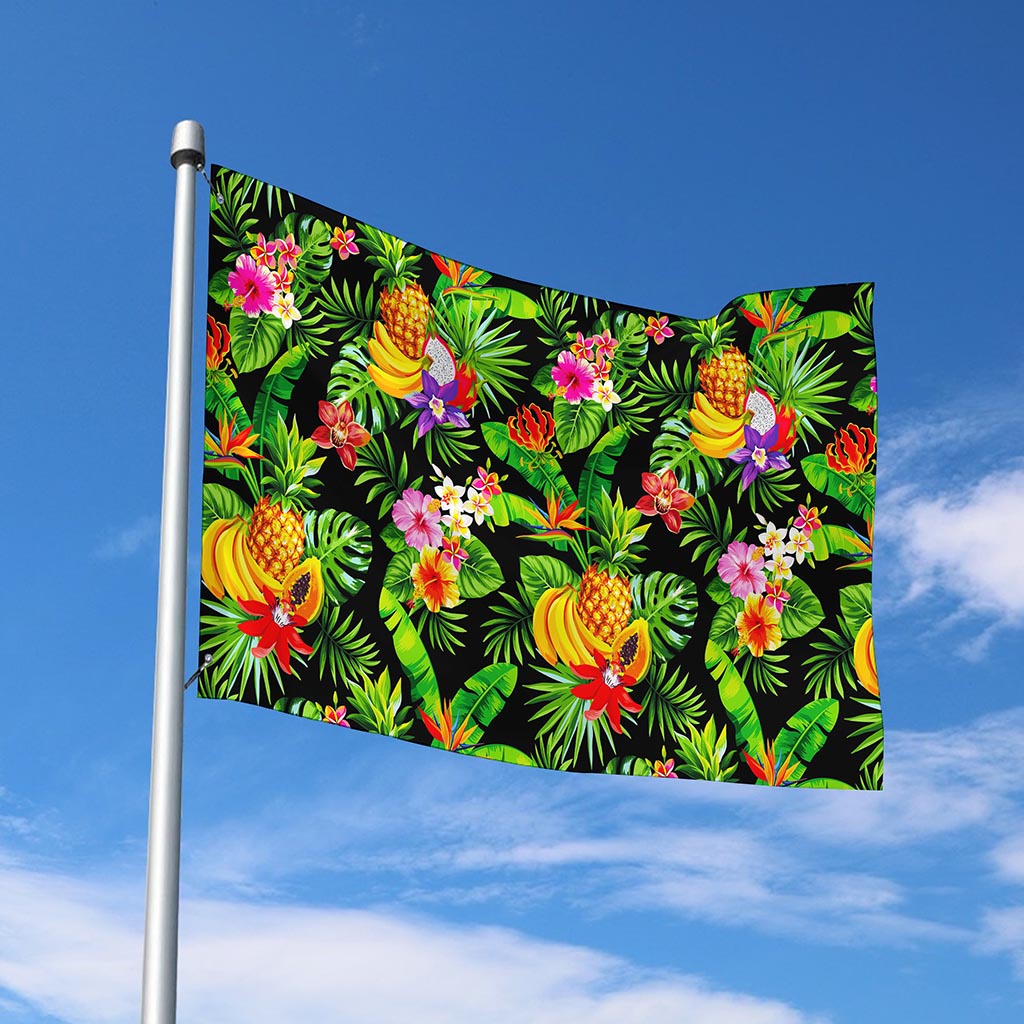Tropical Hawaiian Fruits Pattern Print Polyester Flag