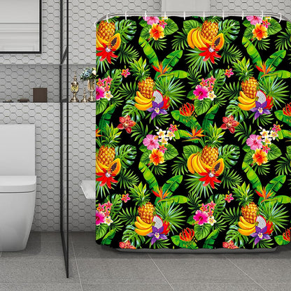 Tropical Hawaiian Fruits Pattern Print Polyester Shower Curtain