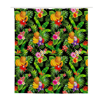 Tropical Hawaiian Fruits Pattern Print Polyester Shower Curtain