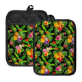 Tropical Hawaiian Fruits Pattern Print Pot Holders With Pocket
