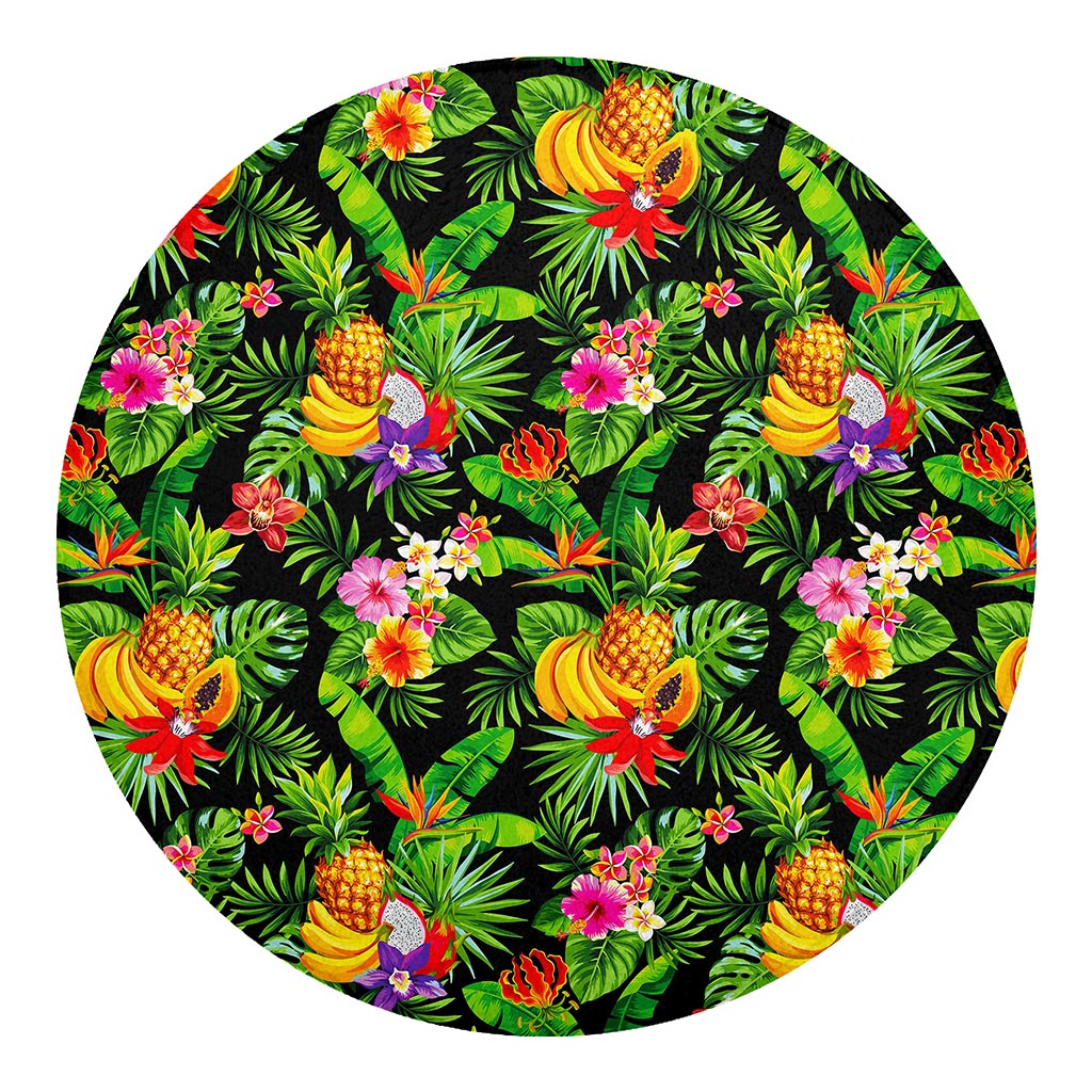 Tropical Hawaiian Fruits Pattern Print Round Blanket