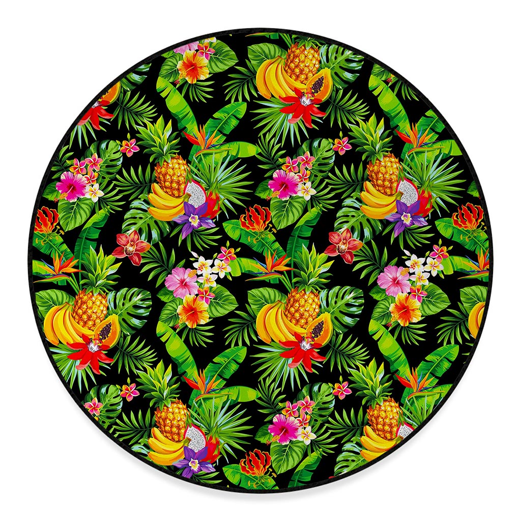 Tropical Hawaiian Fruits Pattern Print Round Floor Mat