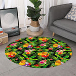 Tropical Hawaiian Fruits Pattern Print Round Rug
