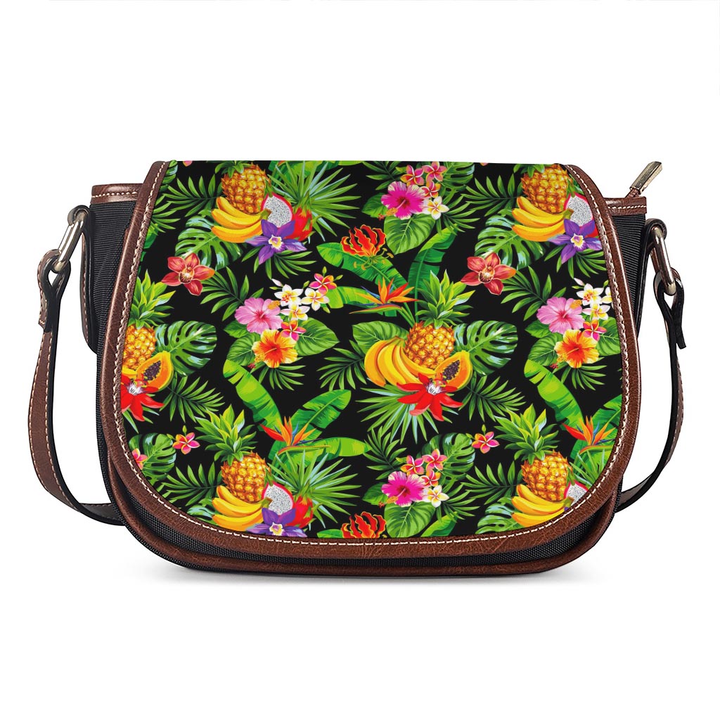 Tropical Hawaiian Fruits Pattern Print Saddle Bag