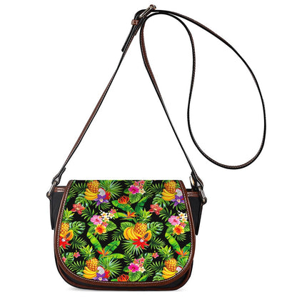Tropical Hawaiian Fruits Pattern Print Saddle Bag