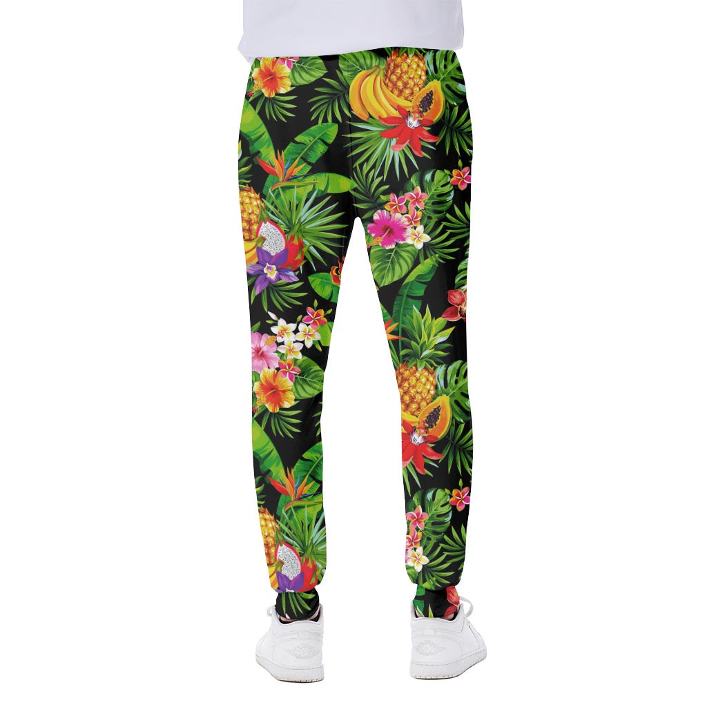 Tropical Hawaiian Fruits Pattern Print Scuba Joggers