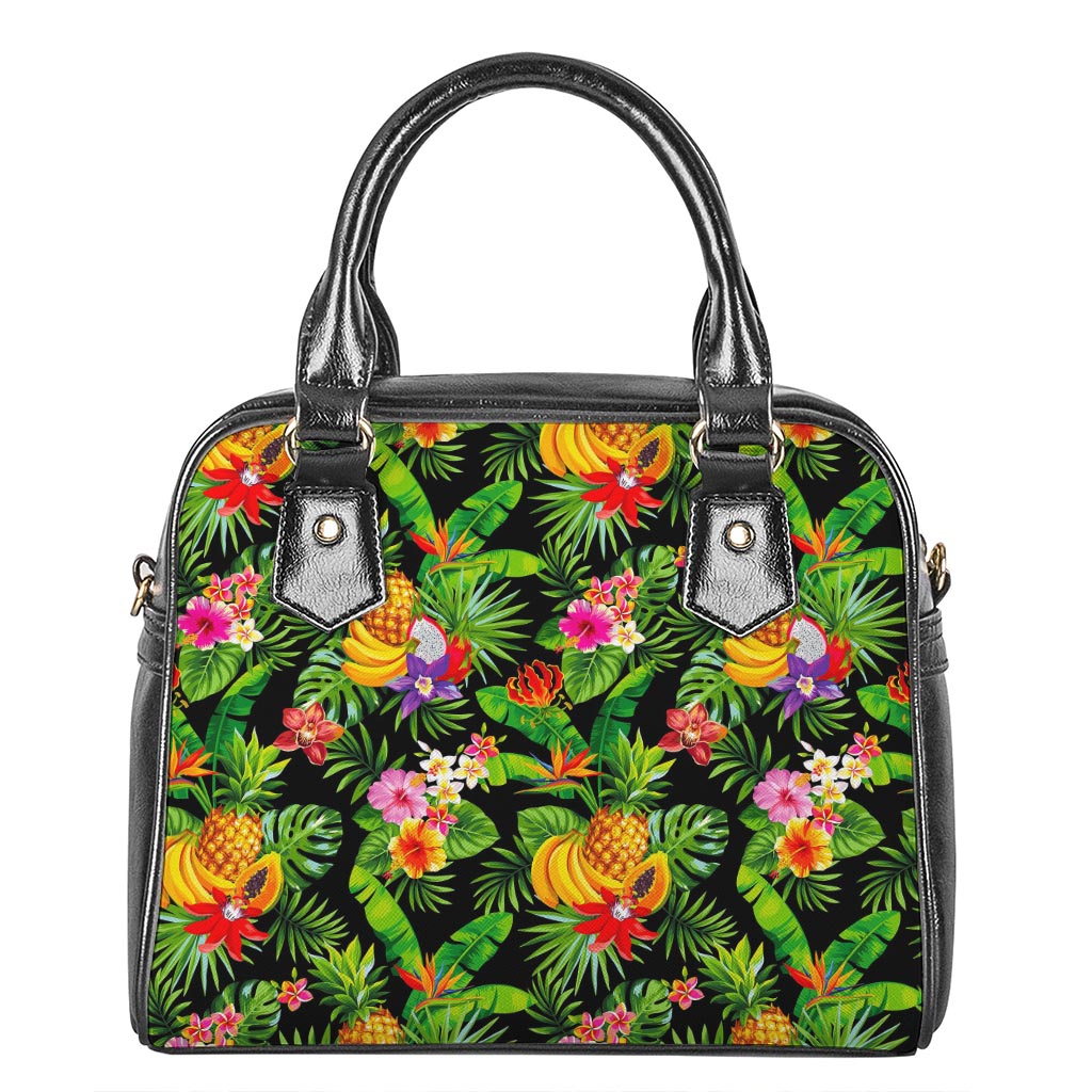Tropical Hawaiian Fruits Pattern Print Shoulder Handbag