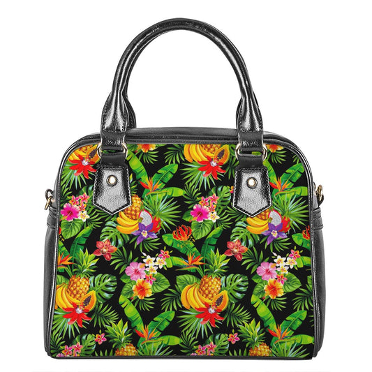 Tropical Hawaiian Fruits Pattern Print Shoulder Handbag