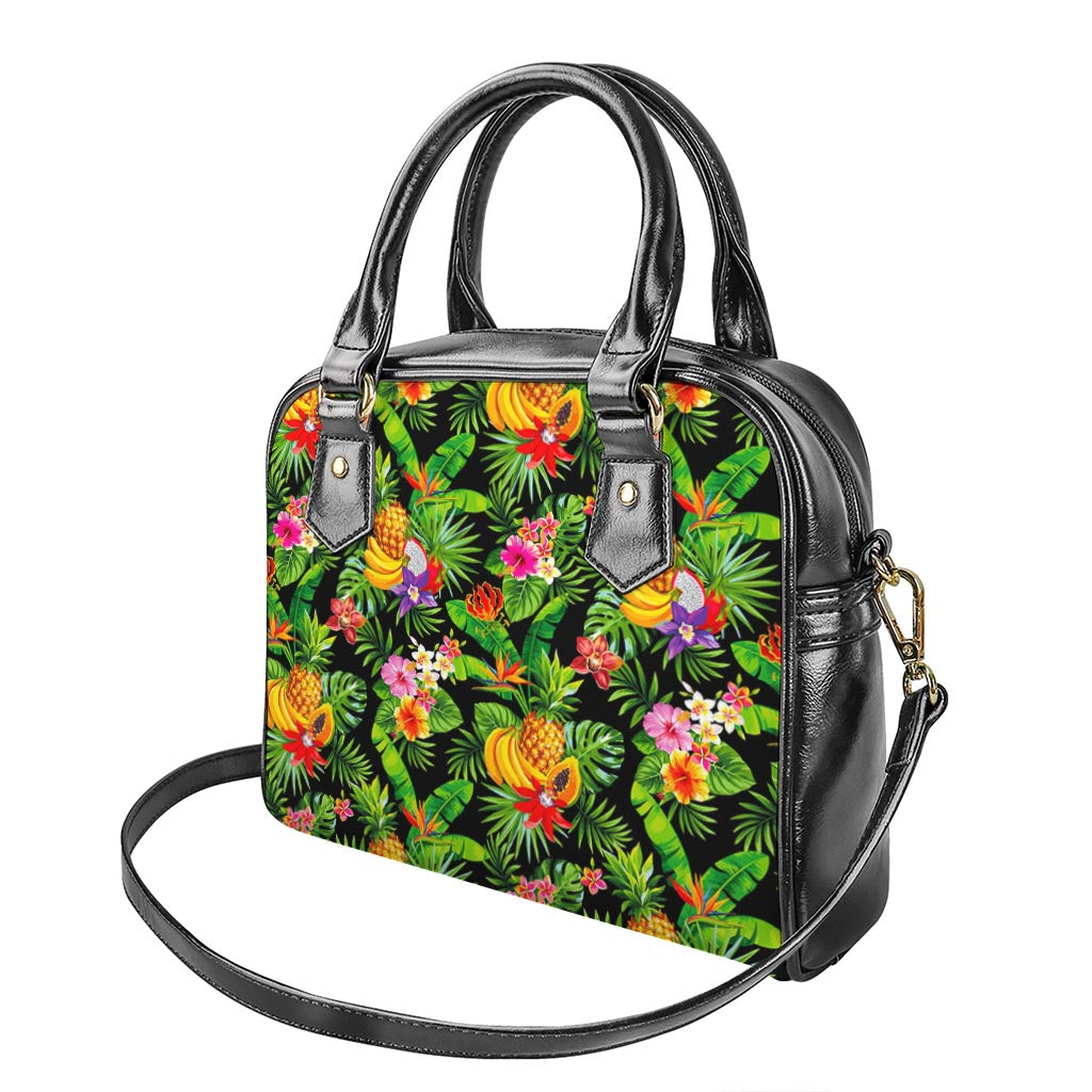 Tropical Hawaiian Fruits Pattern Print Shoulder Handbag