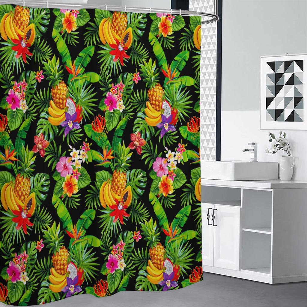 Tropical Hawaiian Fruits Pattern Print Shower Curtain