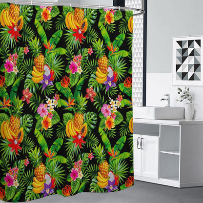 Tropical Hawaiian Fruits Pattern Print Shower Curtain