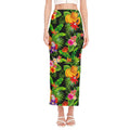 Tropical Hawaiian Fruits Pattern Print Side Slit Maxi Skirt